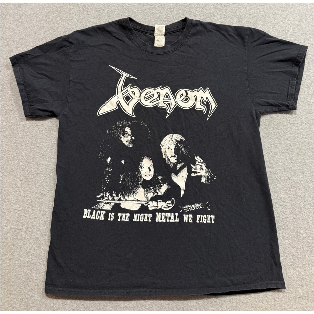 Venom Band T-Shirt Mens Large Black Is The Night Metal We Fight Graphic Tee L